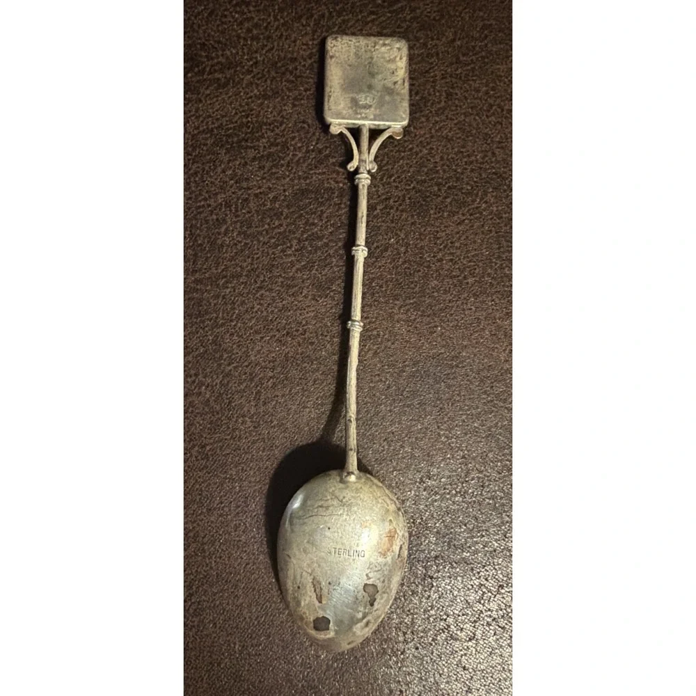 TOSHIKANE Japanese Okame Sterling Silver & Hand Painted Porcelain Souvenir Spoon